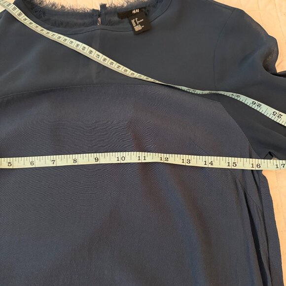 Womens H&M Sheer Long Sleeve Blouse With Frayed Edges - Picture 9 of 9